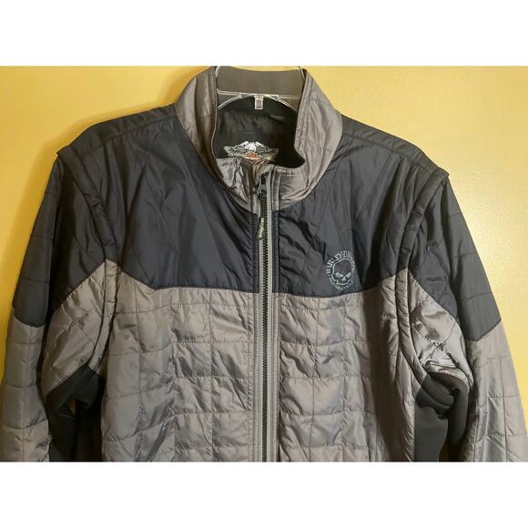 Harley Davidson Genuine Motor Clothes Men's Quilted 2 in 1 Coat /Vest Size Large - Picture 2 of 7